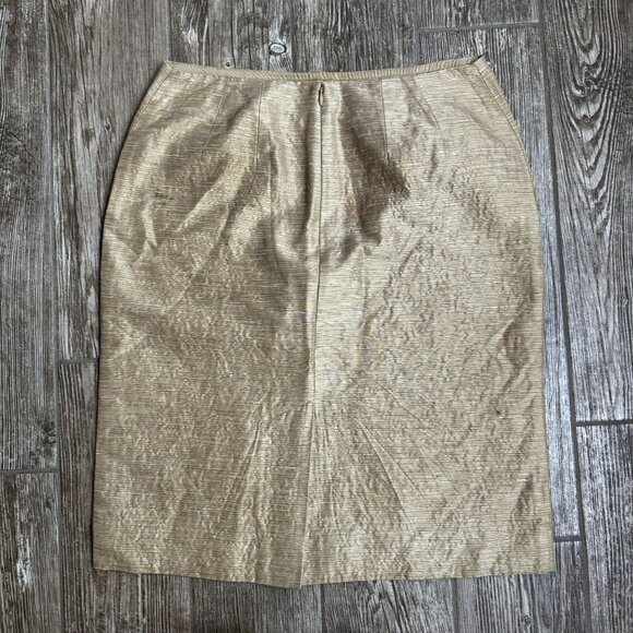 Dana Buchman Silk Skirt Womens 10 Pencil Striped 90s Preppy Shiney Classic Work - Picture 7 of 7